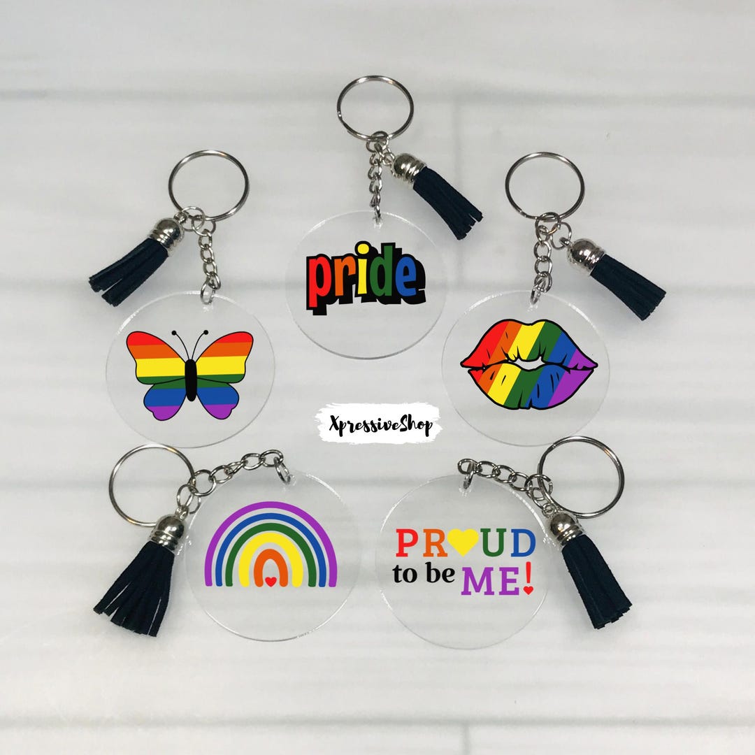 Pride Keychain | LGBTQ+ Pride Month Gift | Rainbow Acrylic Keychain ...