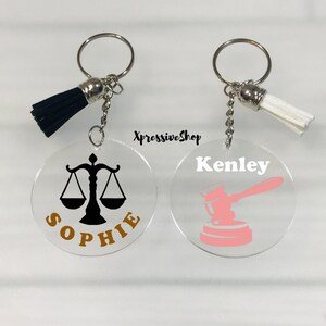 Personalized Attorney Keychain, Law Student Gift, Justice Scale, Gavel ...