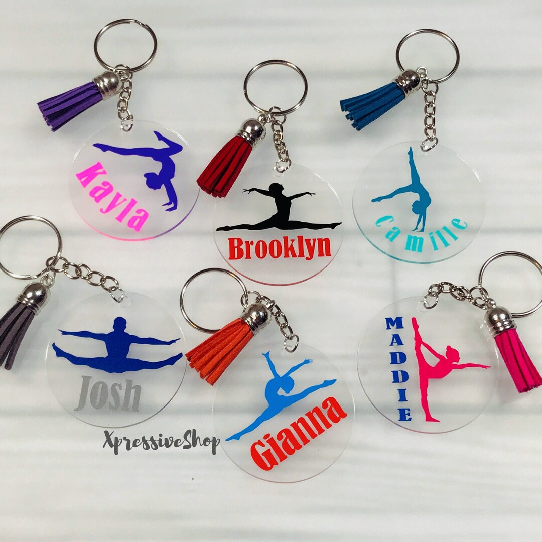 Personalized Gymnast Keychains Gymnastic Dancer Gymnastics Etsy