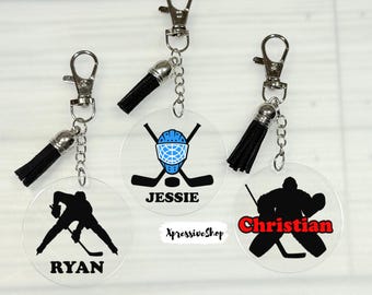 Personalized Ice Hockey Keychain: Hockey Team Player Bag Tag Gift