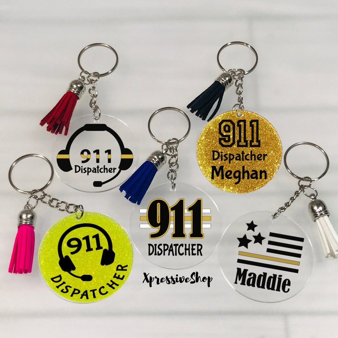 Personalized 911 Dispatcher Keychain, Gift for Dispatcher, Emergency
