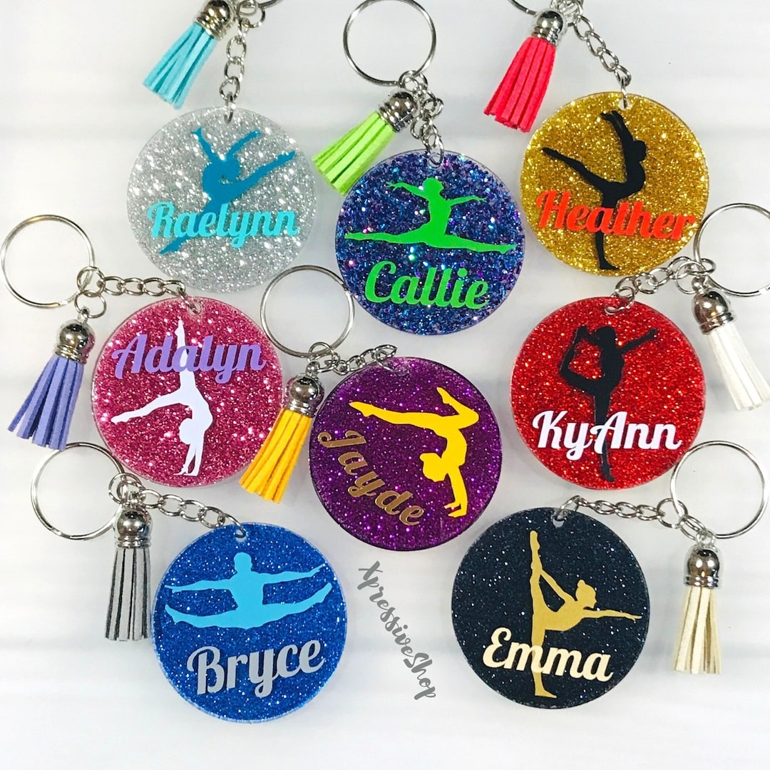 Personalized Gymnast Keychains Gymnastic Dancer Gymnastics Keychain