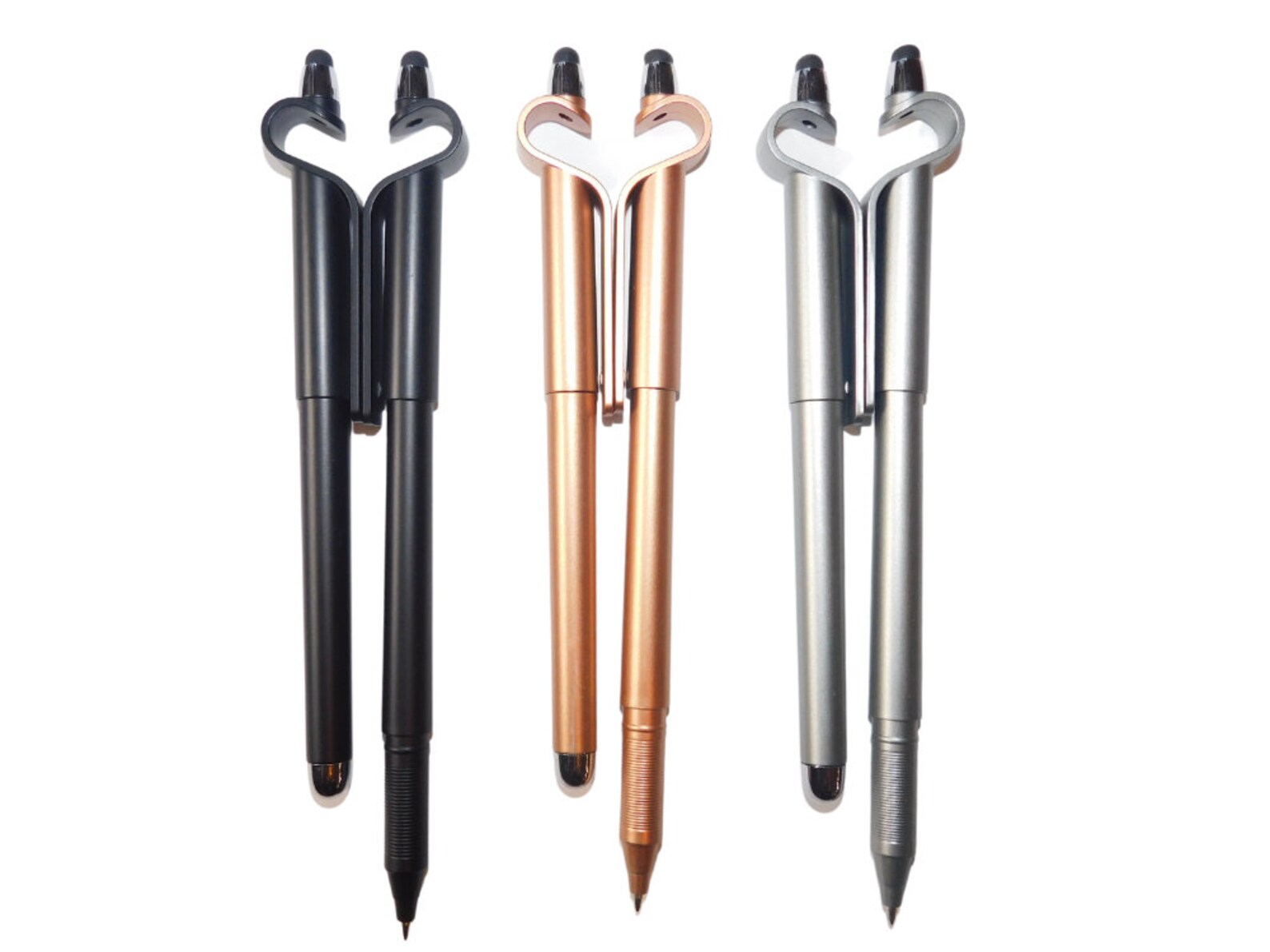3 in 1 Ballpoint Pen Stylus Phone Stand Holder Black Gold Gray Etsy.de