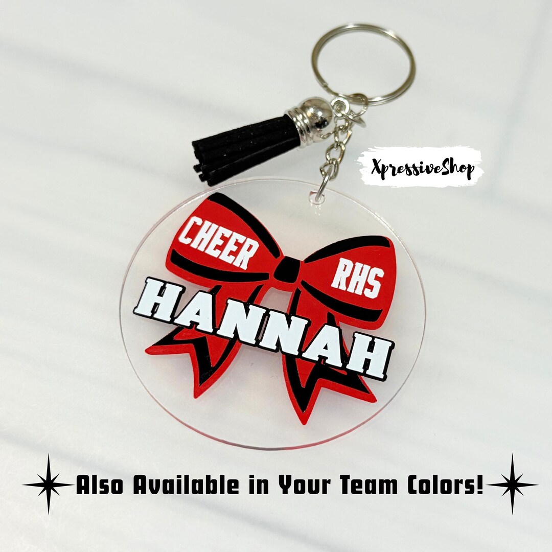 Personalized Cheer Bow Keychain | Custom Name Cheer Gift | Cheerleader ...