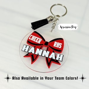 Personalized Cheer Bow Keychain | Custom Name Cheer Gift | Cheerleader Team Bulk | Competition Bag Tag | School Spirit Accessory