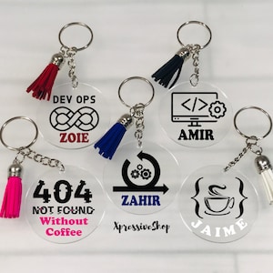 Computer Programmer Keychain Gift, Software Engineer Gift, Programming, Coder Gift, HTML CSS JavaScript Coding Keychain, Computer Science