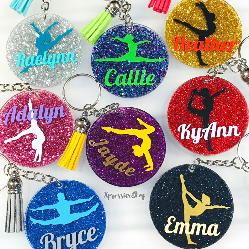 Personalized Gymnast Keychains Gymnastic Dancer Gymnastics Etsy