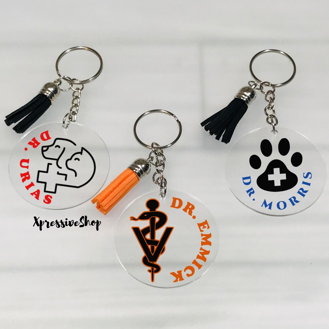 Key Chain Veterinary Personalized Veterinarian Keychain | Vet Tech Gift | Veterinary Paw ...