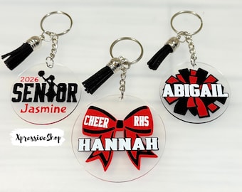 12 Portachiavi Cheerleader Con Nastro Glitterato – Personalizzabili Per Nome E Squadra – Regalo Per Ragazze