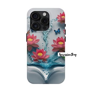 Pink Lotus Flower Splash iPhone Case | Pink Floral Phone Case | Trendy iPhone Case | Lotus Flower iPhone Case | Elegant Artsy iPhone Case