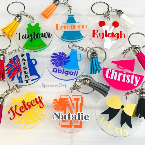 Personalized Cheerleader Keychains Dance Keyring Cheer Etsy