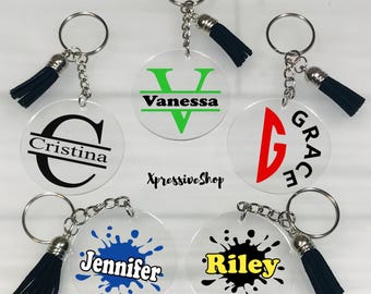 Personalized Acrylic Keychain, Round Keychains Custom Name