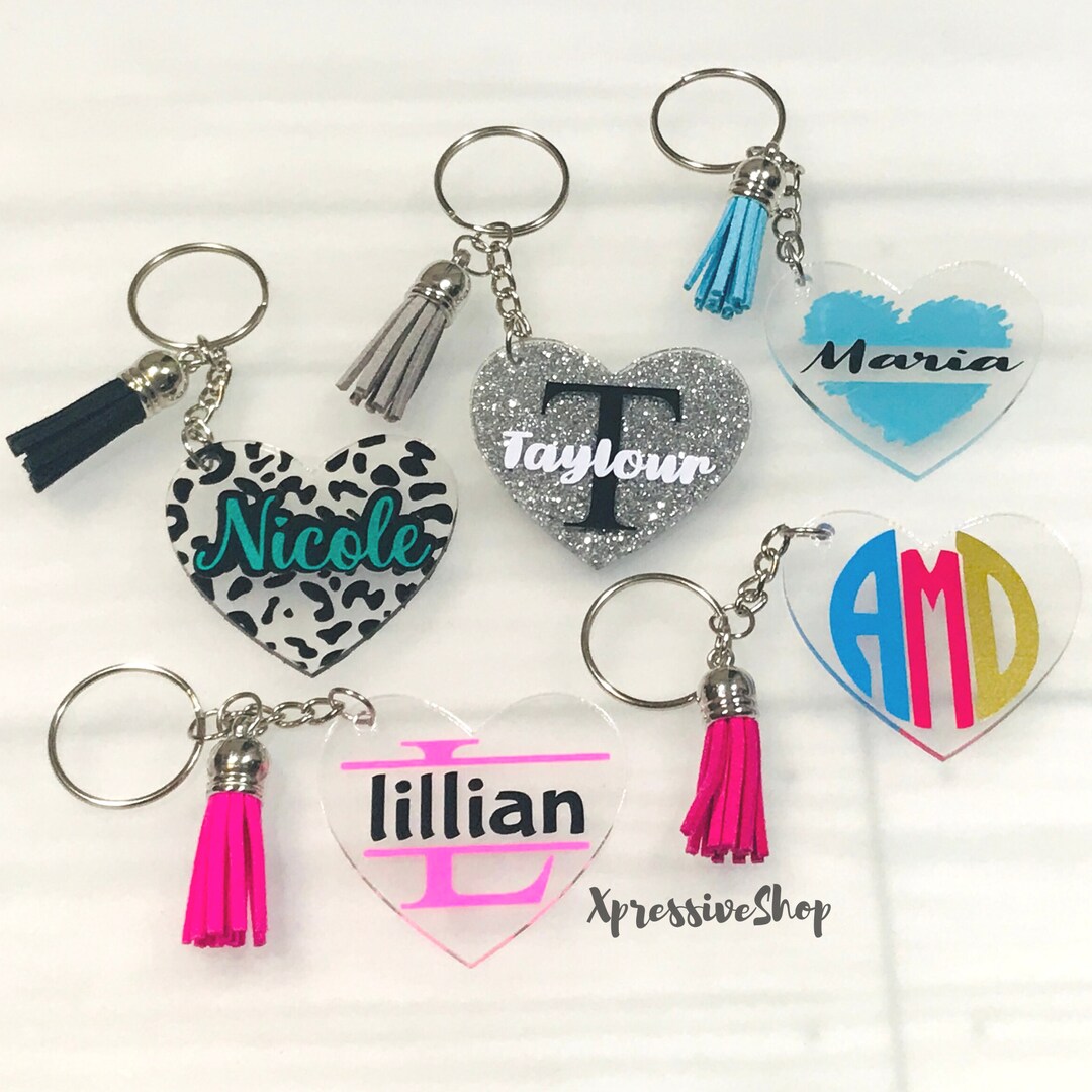 Personalized Heart Keychain, Custom Valentines Gift, Personalized ...