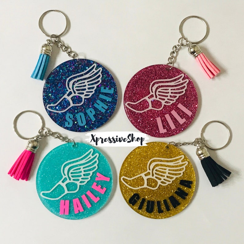 Personalize Track & Field Keychain Gift, Cross Country Keychain, Shot