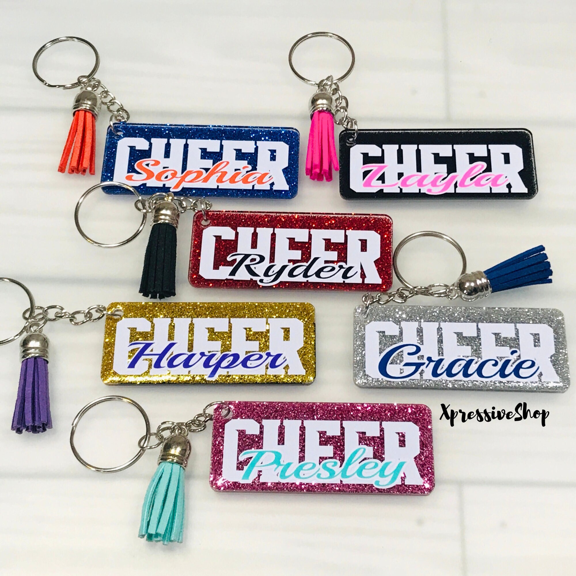 Personalized Cheerleader Keychains Cheer Backpack Tag Cheer Team