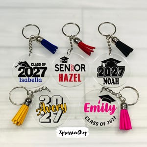 Personalized 2027 Graduation Keychain: Senior Class of 2027 Gift Keepsake, Graduation Cap Bag Tag, The Tassel Was Worth The Hassle Tag