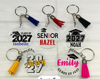 Personalized 2027 Graduation Keychain: Senior Class of 2027 Gift Keepsake, Graduation Cap Bag Tag, The Tassel Was Worth The Hassle Tag