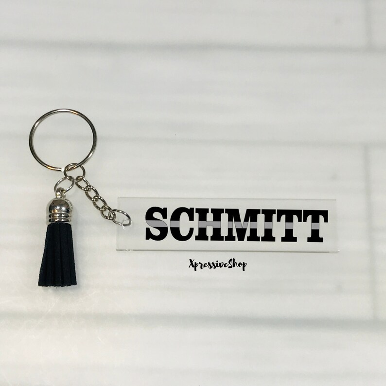 Personalized Thin Silver Line Keychain: Correctional Officer TDCJ ...