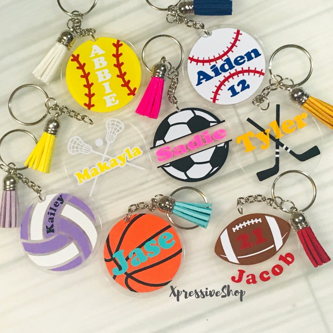 Personalized Sport Keychain, Soccer Keychain, Volleyball Bagtag