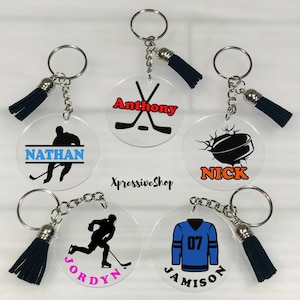 Personalized Ice Hockey Keychain, Hockey Bagtag, Hockey Coach, Hockey Team Gift, Ice Hockey Gift