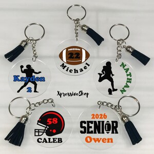 Personalized Football Keychain, Football Team Gift, Football Bagtag, Football Coach Gift American Football Keychain, Football Helmet Keyring