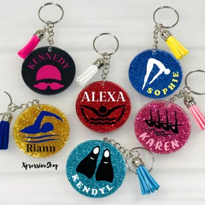 Personalized Swim Keychain, Swimmer Keyring, Swimmer Gift, Dive Team Gift, Aquatics Swim Team Gift, Artistic Swim Gift, Swim Fin Gift