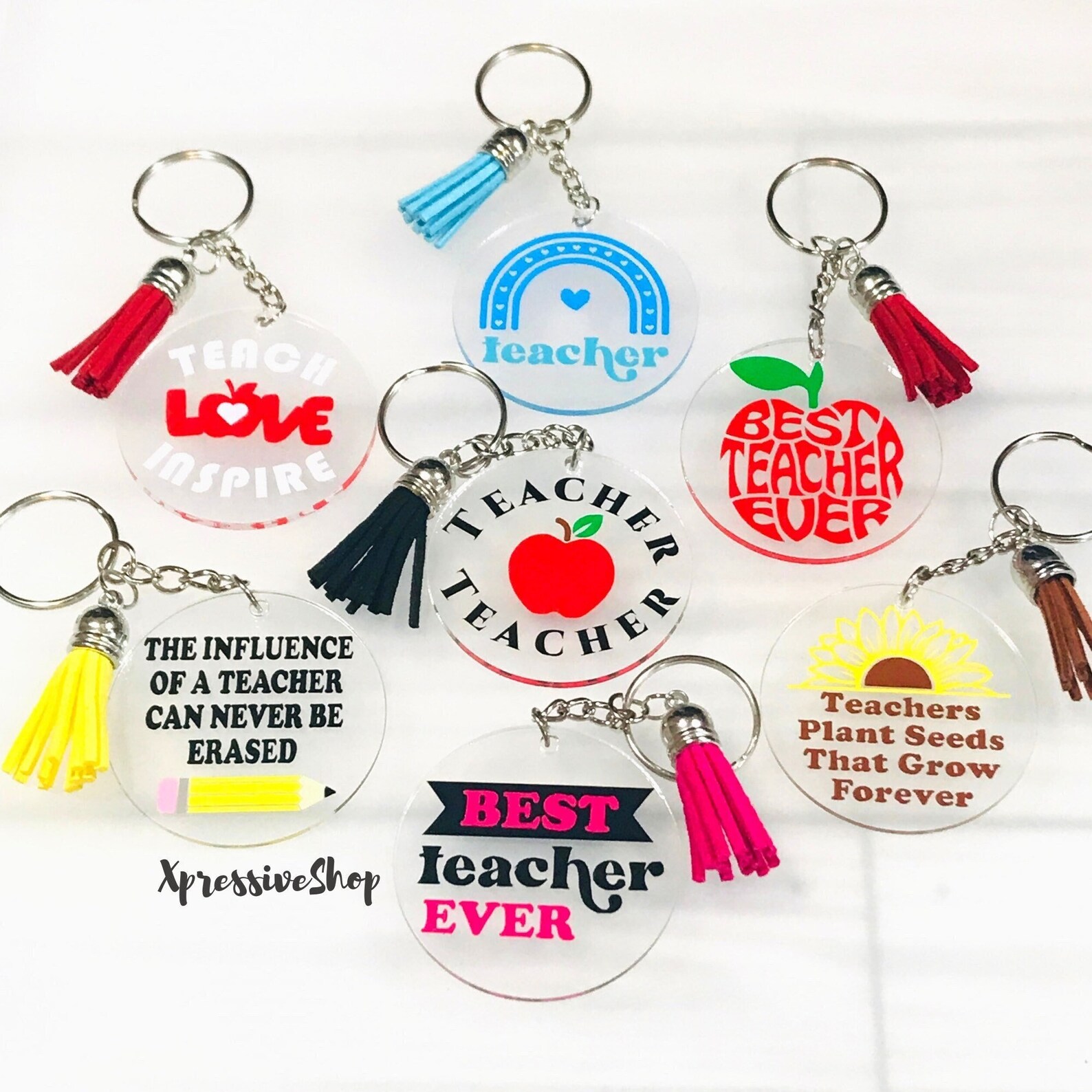 Teacher Keychain Teacher Appreciation Week Gift Apple Etsy