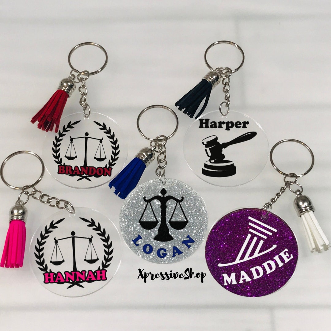Personalized Lawyer Keychain, Law Student Gift, Lawyer Gift, Justice