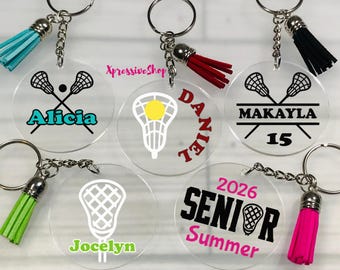 Personalized Lacrosse Keychain: LAX Team Lacrosse Stick Bag Tag