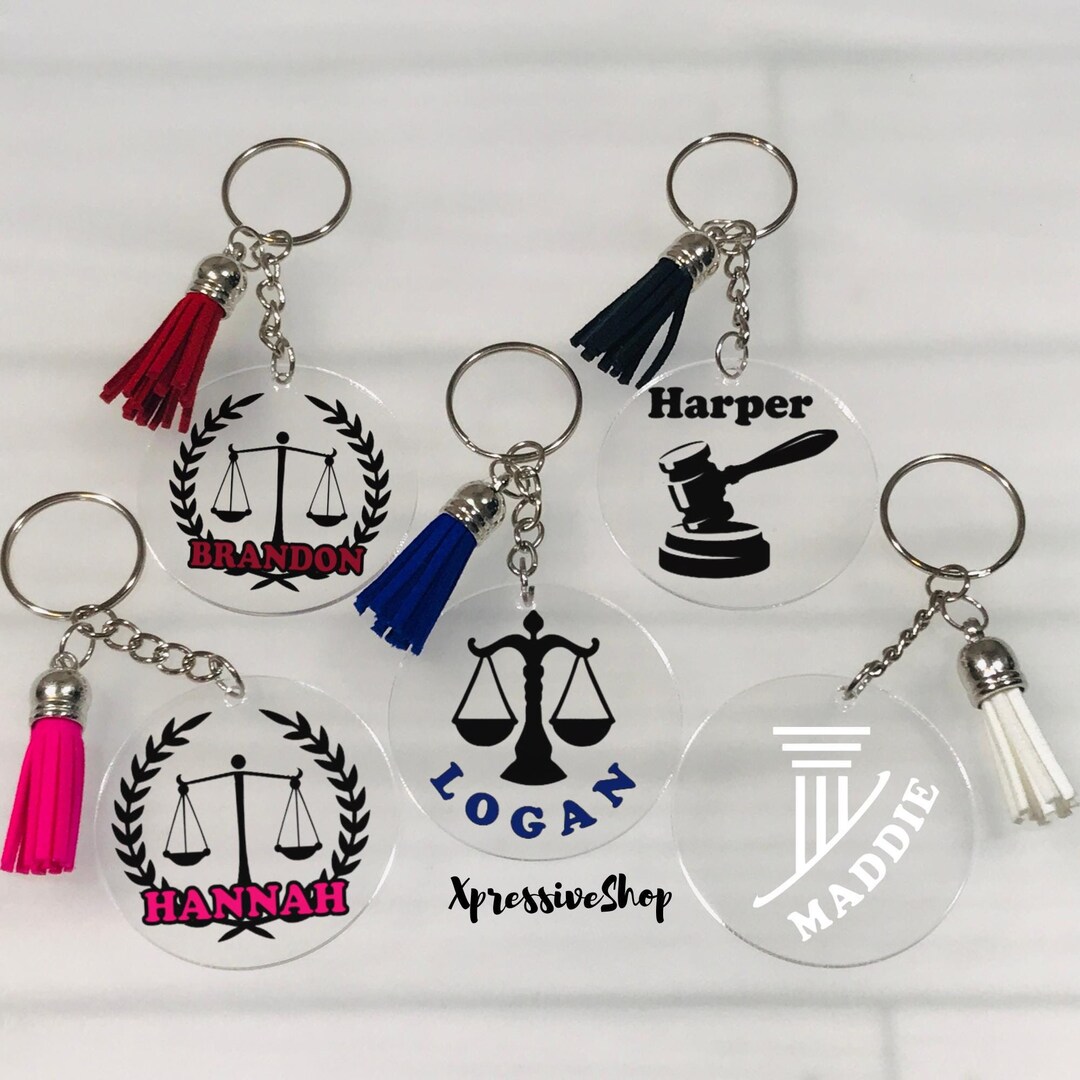 Personalized Attorney Keychain, Law Student Gift, Justice Scale, Gavel ...