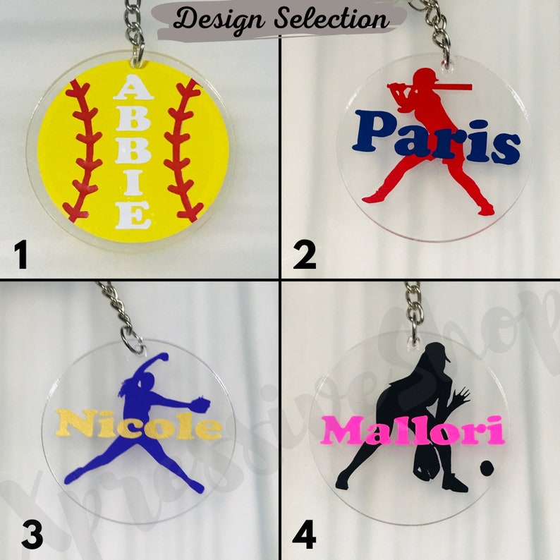 Personalized Sport Softball Acrylic Keychain Softball Etsy