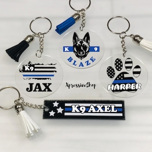 Personalized Police K9 Unit Keychain Gift | Thin Blue Line Dog Chain | Custom K9 Handler Gift | Law Enforcement Dog | Police Week Gift