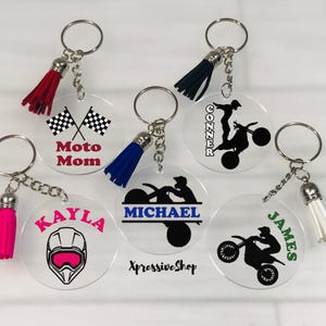 Personalized Motocross Keychain, Dirt Bike Keychain, Motocross Gift, BMX Bag Tag, Dirt Bike Tag, Racing, BMX Racing Gift, Motocross Helmet