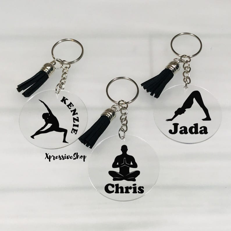 Body Spa Keychains Personalized Yoga Keychain With Name | Custom Yoga Pose Keepsake | Yoga ...