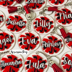 Personalized Cheerleader Keychain: Cheer Bag Tag with Megaphone