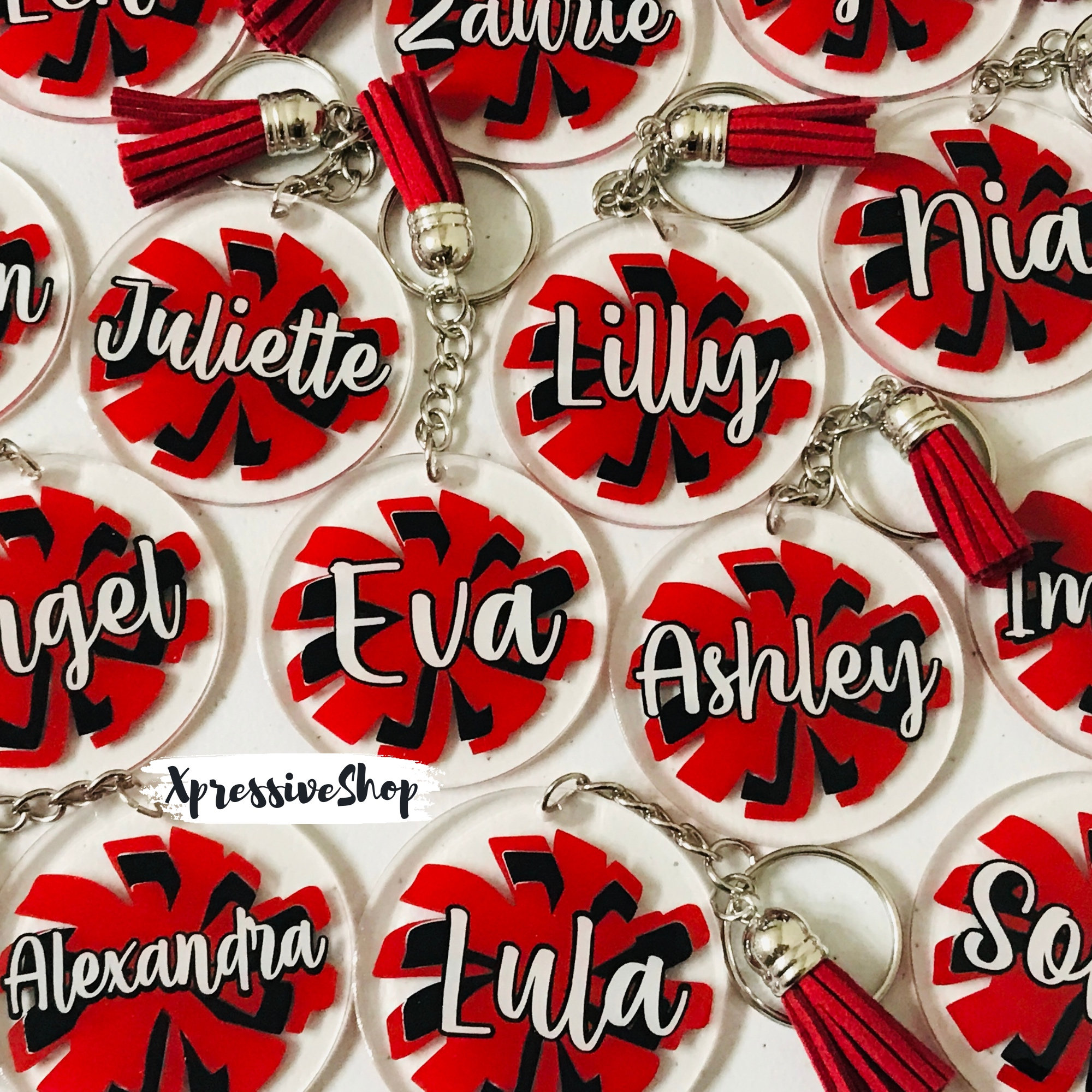 Personalized Cheerleader Keychain: Cheer Bag Tag with Megaphone