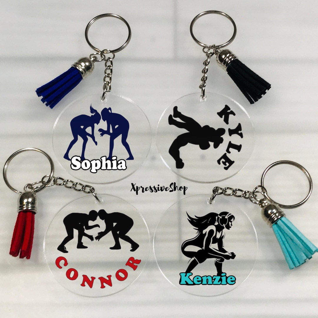 CENWA Wrestler's Never Quit Dog Tag Keychain - Stainless Steel Motivational Gift