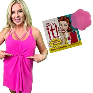 Cinch it! Big Pink Clothes Clip for Women&#39;s Dresses, Blouses, T-shirts, Scarves and more! Better Fit, Better Style Instantly