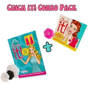 Combo Cinch it 3-Pack + Single Cinch Clothing Clip for a Dress, T-Shirt, Scarf, Blouse Flexible Clasp to Alter Fit and Style of Any Garment