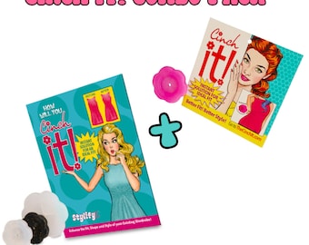 Combo Cinch it 3-Pack + Single Cinch Clothing Clip for a Dress, T-Shirt, Scarf, Blouse Flexible Clasp to Alter Fit and Style of Any Garment