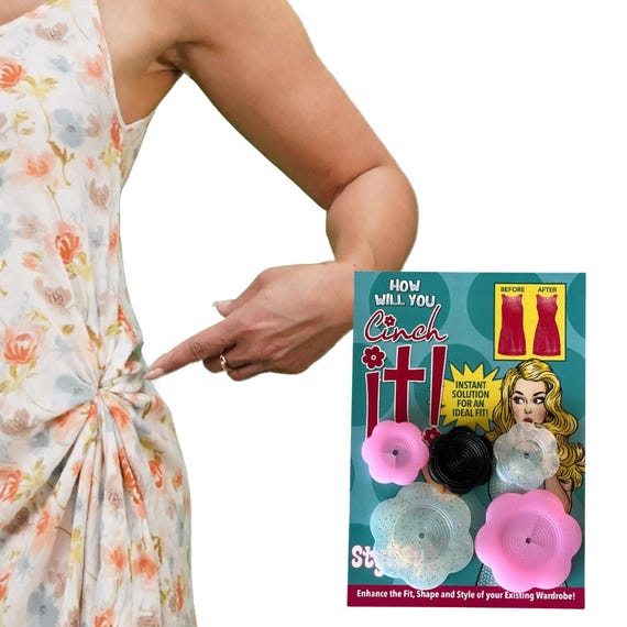 Cinch It! 5-Pack Clothing Clips - No-Sew Fit & Style for Tshirts, Dresses, Blouses, Scarves