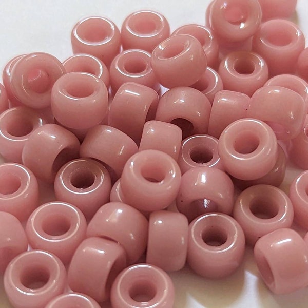 PALE BUBBLEGUM PINK Cheyenne greasy vintage Czech 9 mm sintered glass crow beads colorfast 50 beads per package