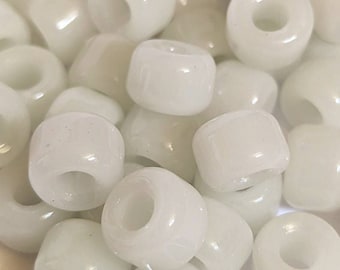 GREASY ALABASTER WHITE vintage Czech 9 mm milky sintered glass crow beads 50 beads per package