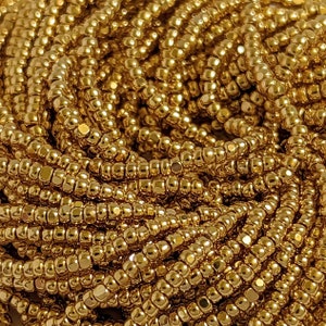 24 KARAT GOLD-PLATED size 13/0 Czech charlottes 11.5" faceted true cut opaque glass seed beads 24k full, half, or quarter hank