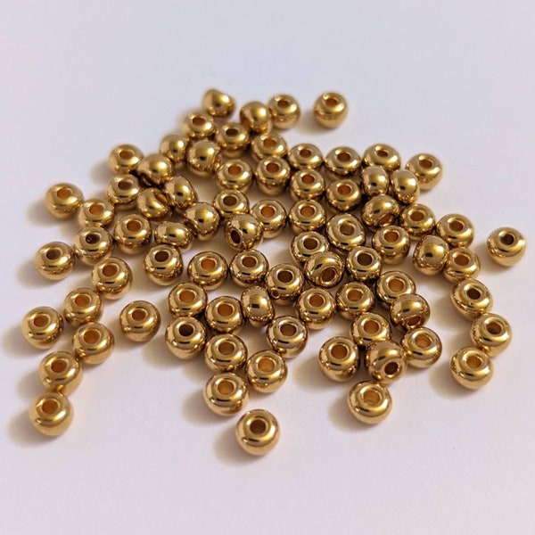 24 KARAT GOLD-PLATED size 6/0 Czech 24kt opaque glass pony seed beads 3, 5, or 10  gram package