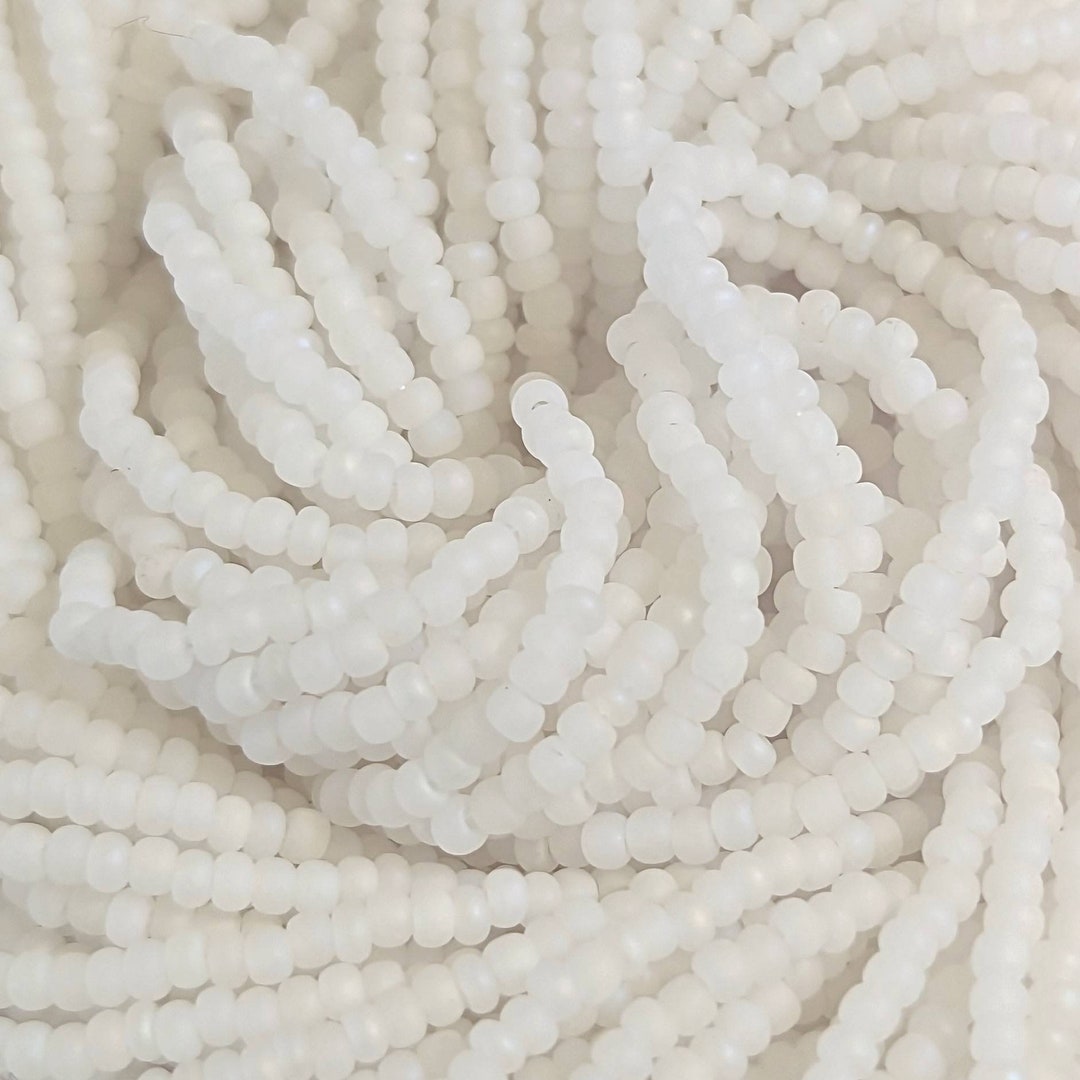 MATTE ALABASTER OPAL White Size 11/0 Czech Full Hank Waxy Translucent ...