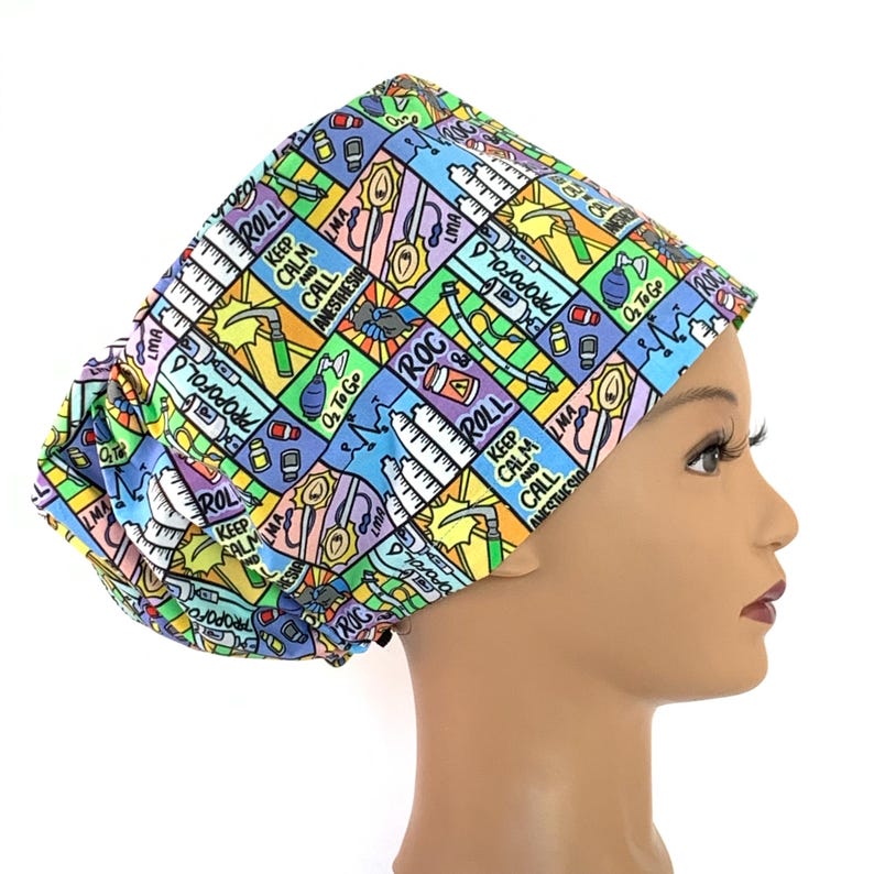 Anesthesia Scrub Cap, Women's Keep Calm Scrub Hat, Anesthesiology CRNA ...