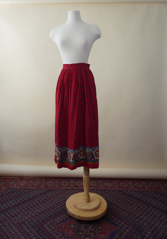 1970s bohemian midi skirt | vintage midi skirt | v