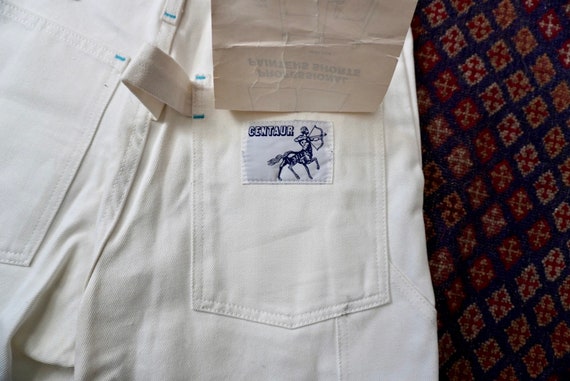 1970s deadstock white denim carpenter shorts | vi… - image 3