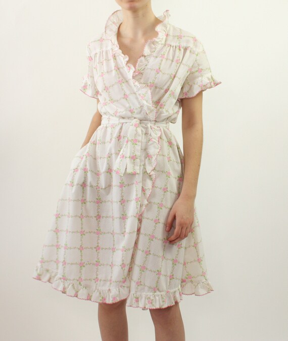 swiss dot house dress | cotton robe | ruffle | lo… - image 5